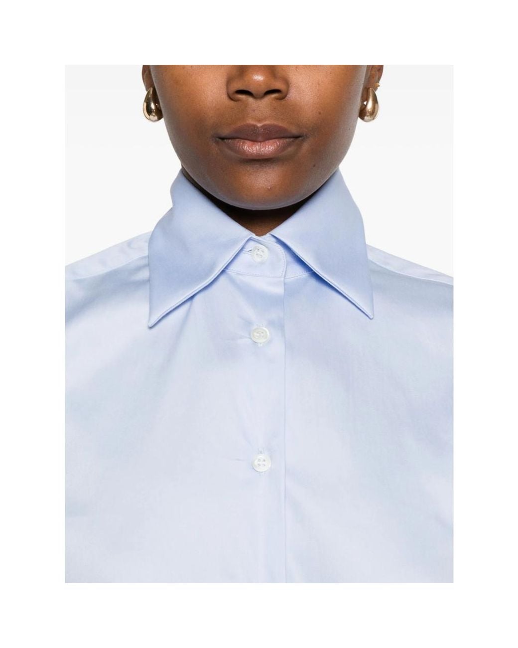 CAMICERIA MAZZARELLI Blue Long-Sleeve Button-Up Shirt