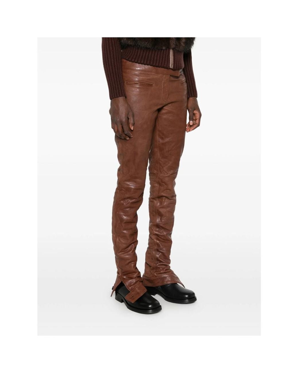 Miu Miu Brown Leather Trousers