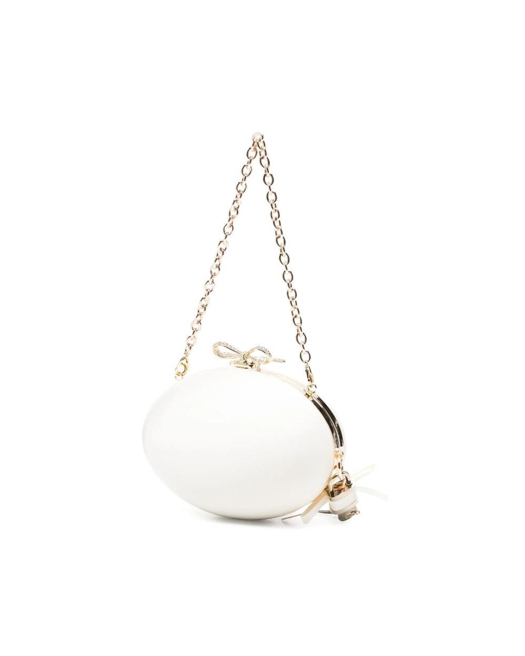 Self-Portrait White Bow-Detail Oval Clutch Bag