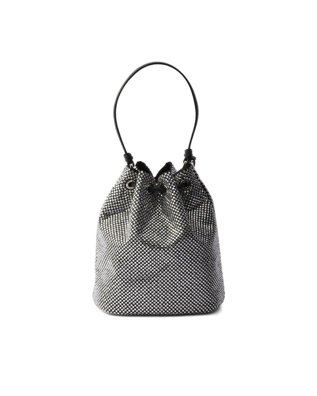 Prada Black Mini Crystal-Embellished Bucket Bag