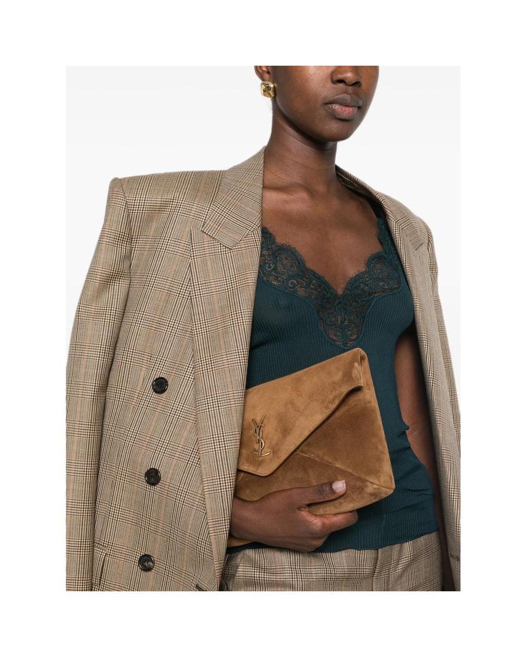 Saint Laurent Brown Clutch Bags