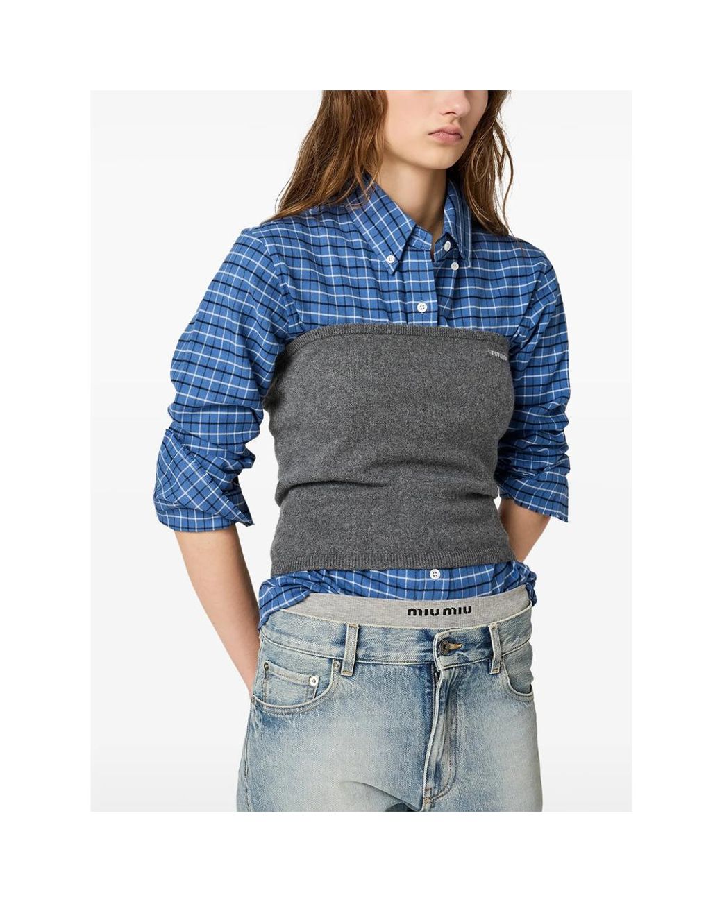 Miu Miu Gray Cashmere Top