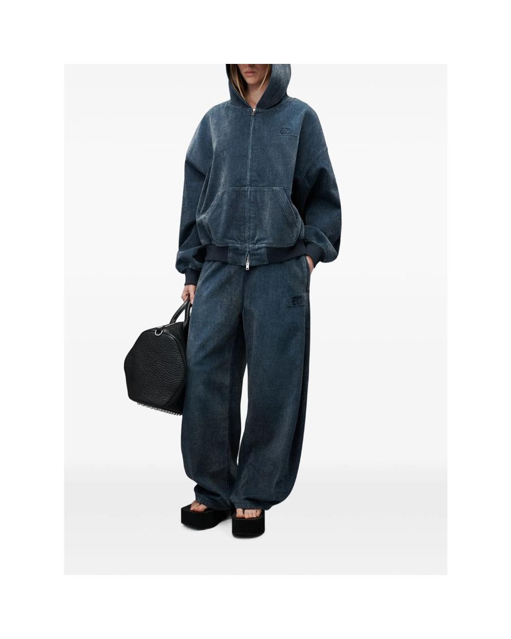 Alexander Wang Blue Pre-Styled Brushed Denim Sweat Trousers for men