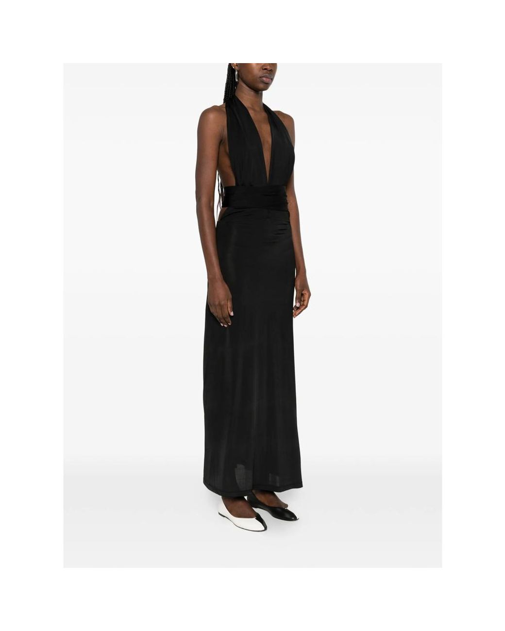 AYA MUSE Black Zirra V-Neck Midi Dress