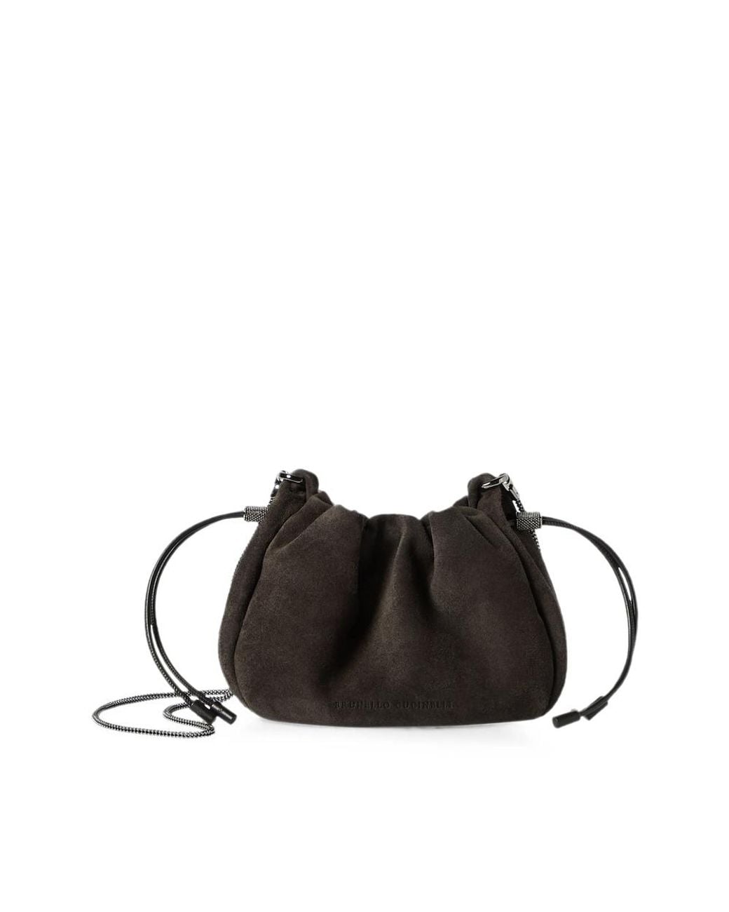 Brunello Cucinelli Black Mellow Suede Shoulder Bag