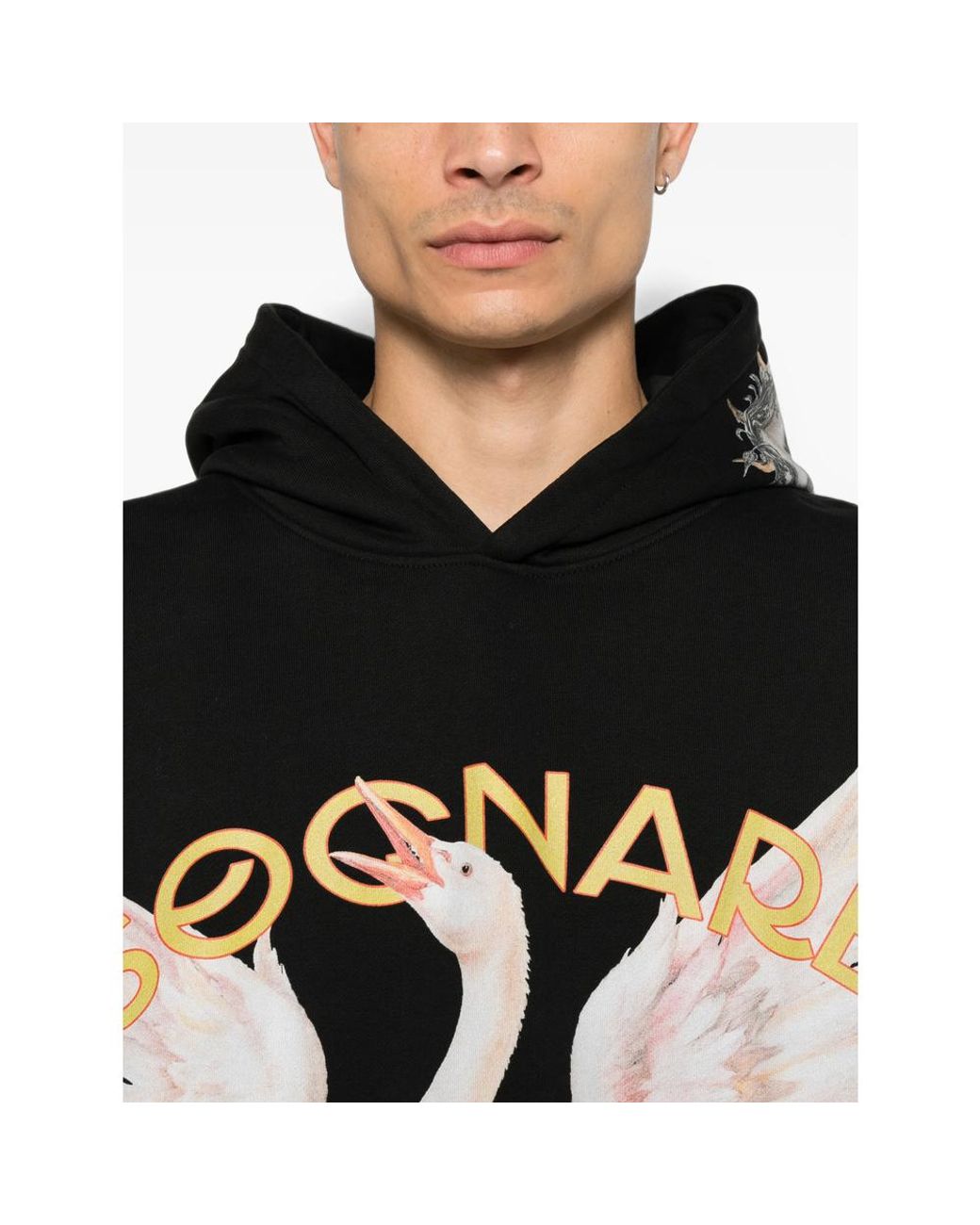PDF Black Graphic-Print Hoodie for men