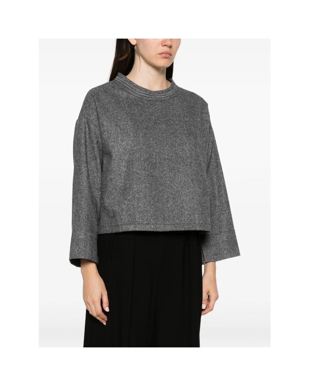 Antonelli Gray Bead-Embellished Melange-Effect Sweater