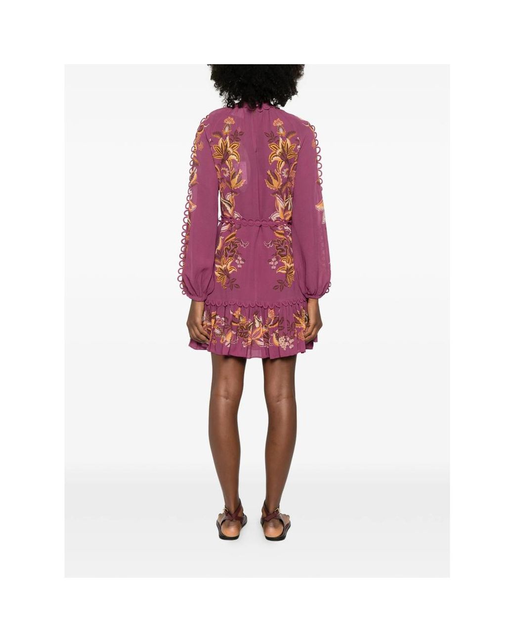Farm Rio Purple Delicate Chintz Ruffled Mini Dress