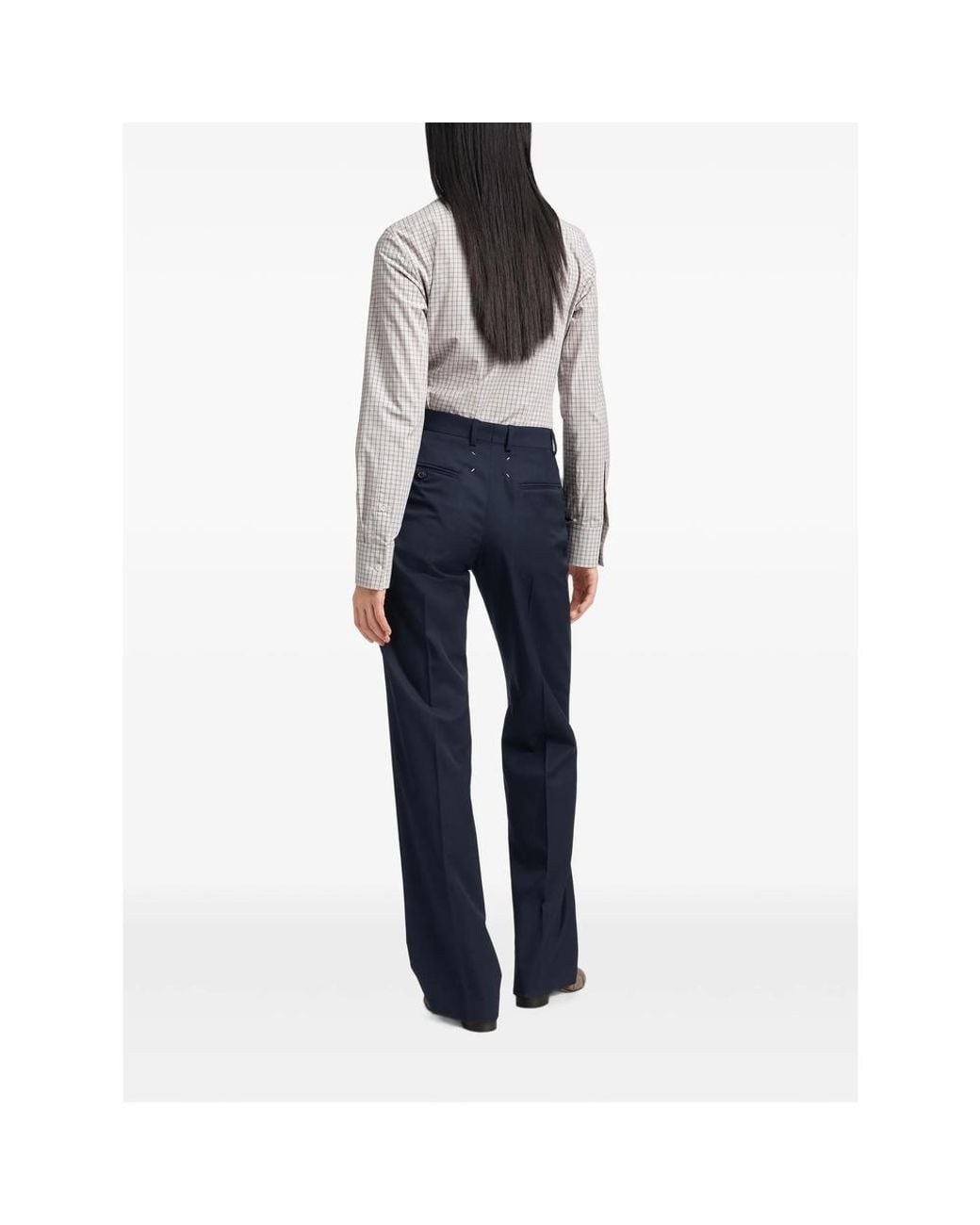 Maison Margiela Blue Pleated Wool Tailored Trousers