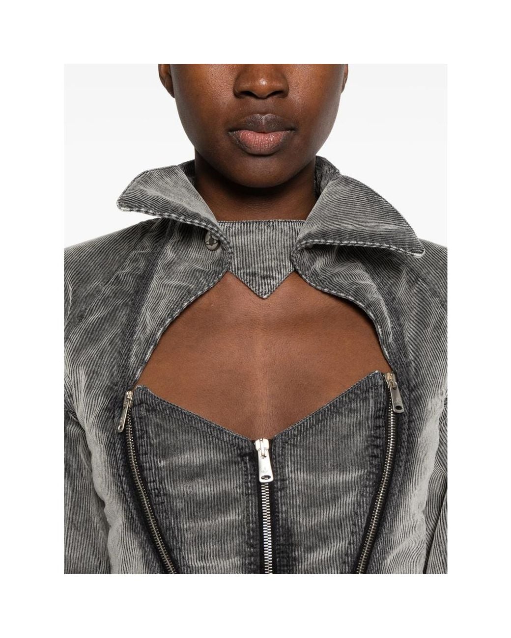 Vivienne Westwood Gray Beetle Corduroy Cut-Out Jacket