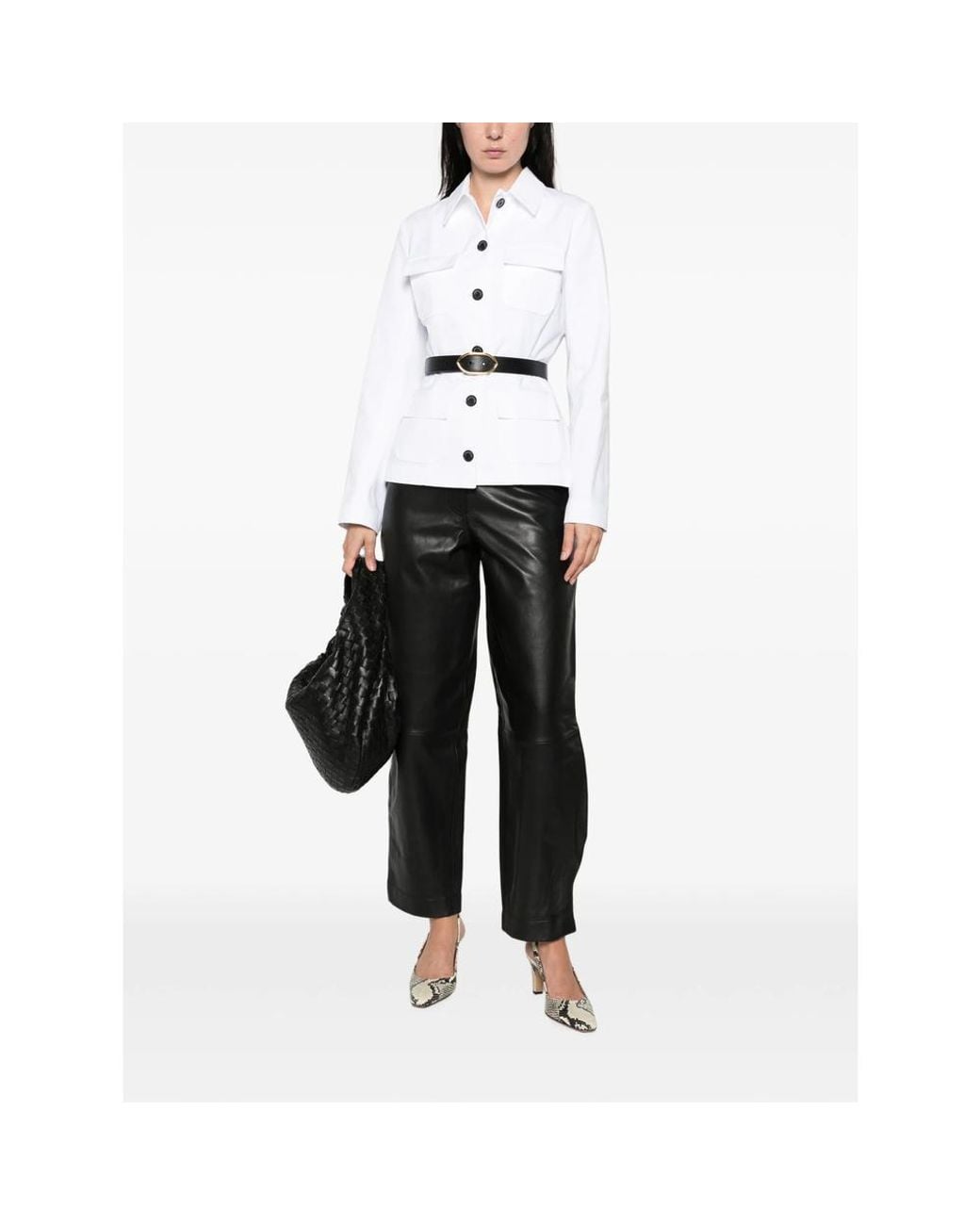 Sessun Gray Carlea Leather Tapered Trousers