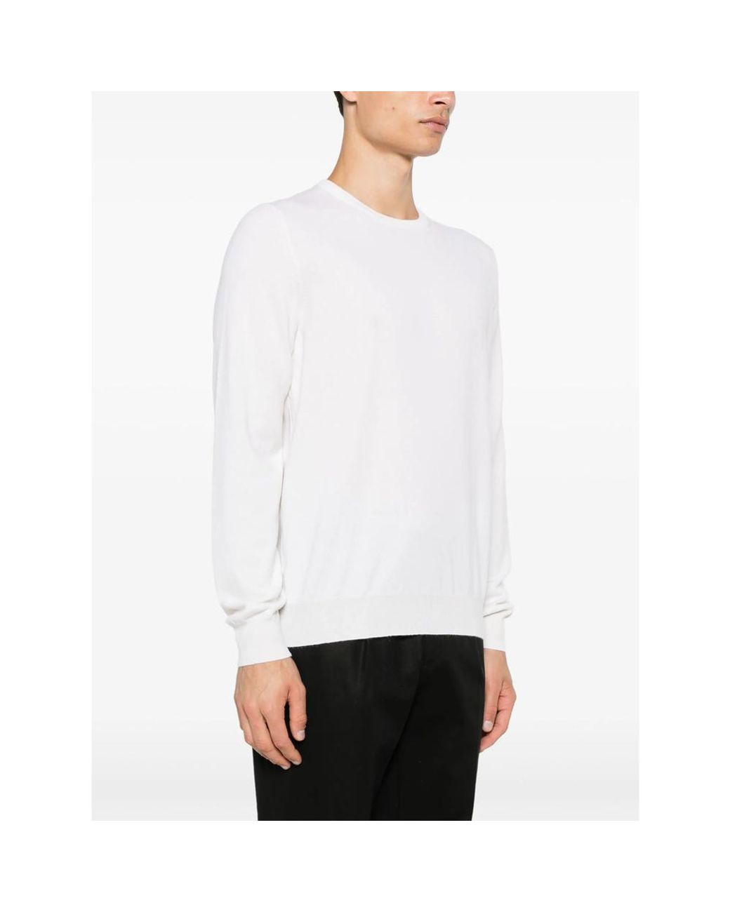 La Fileria White Fine-Knit Cashmere Sweater for men