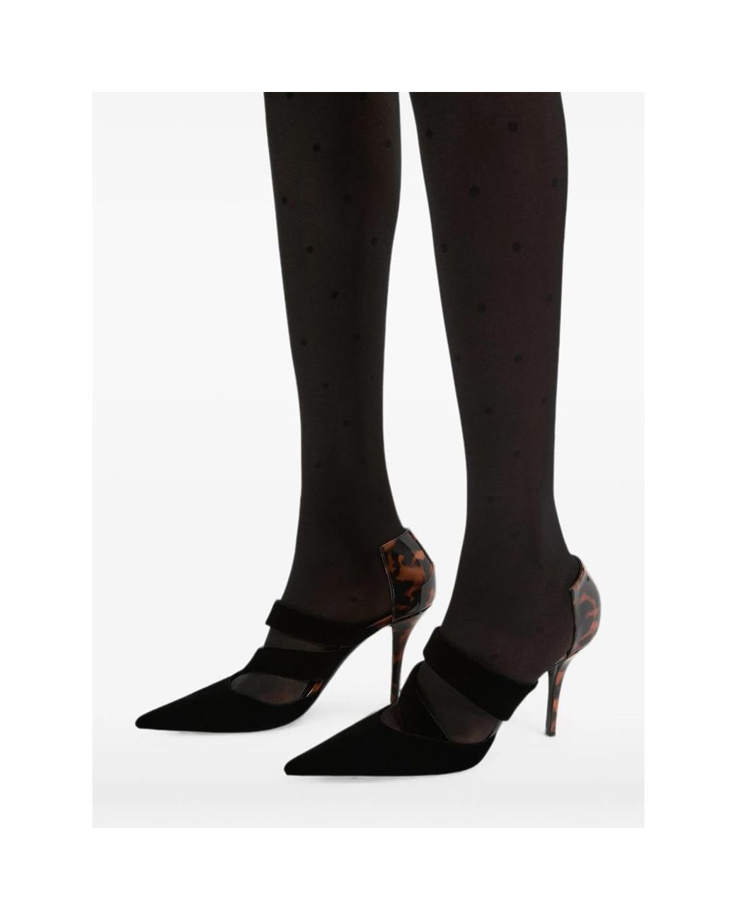 Balmain Black Velvet And Printed Patent Leather Pumps