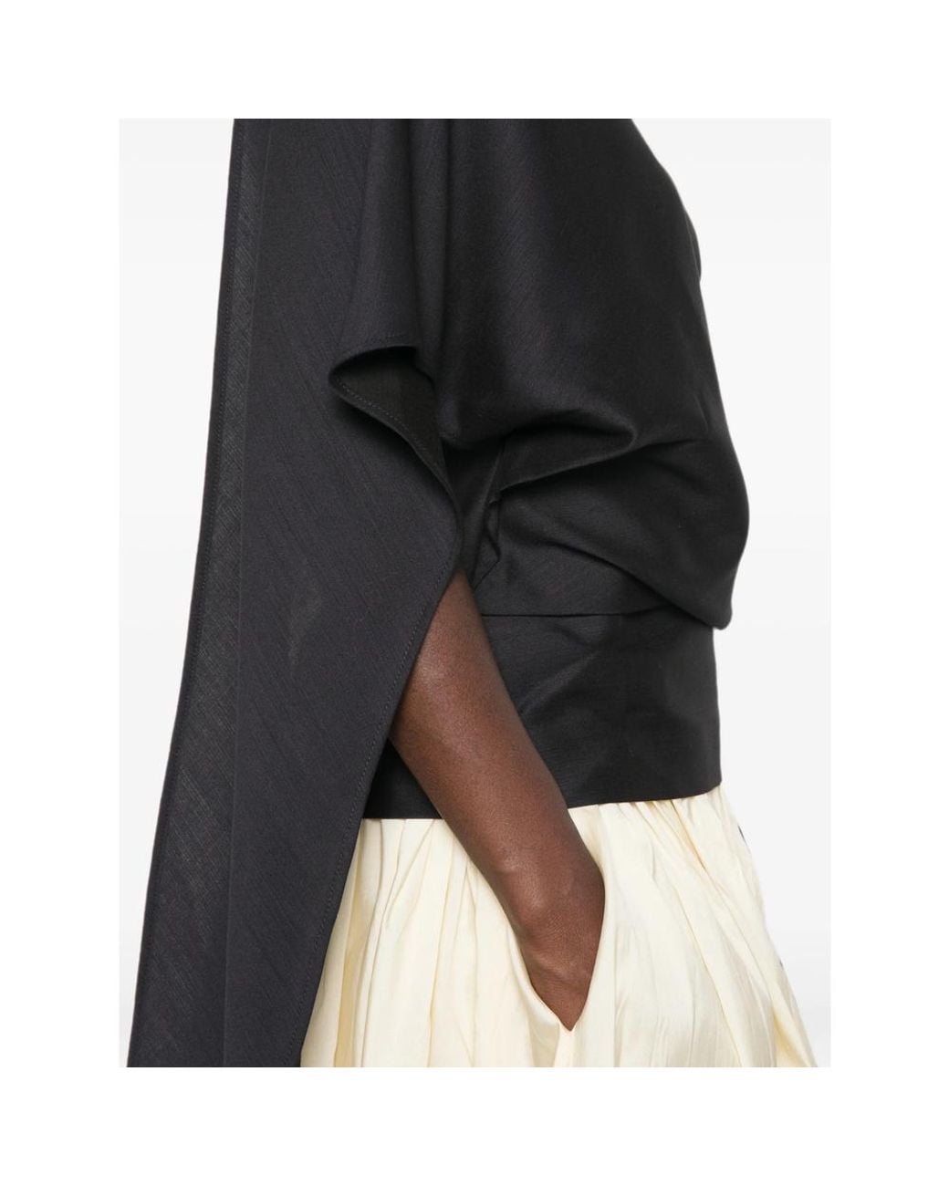 Rohe Black One-Shoulder Scarf-Detail Top