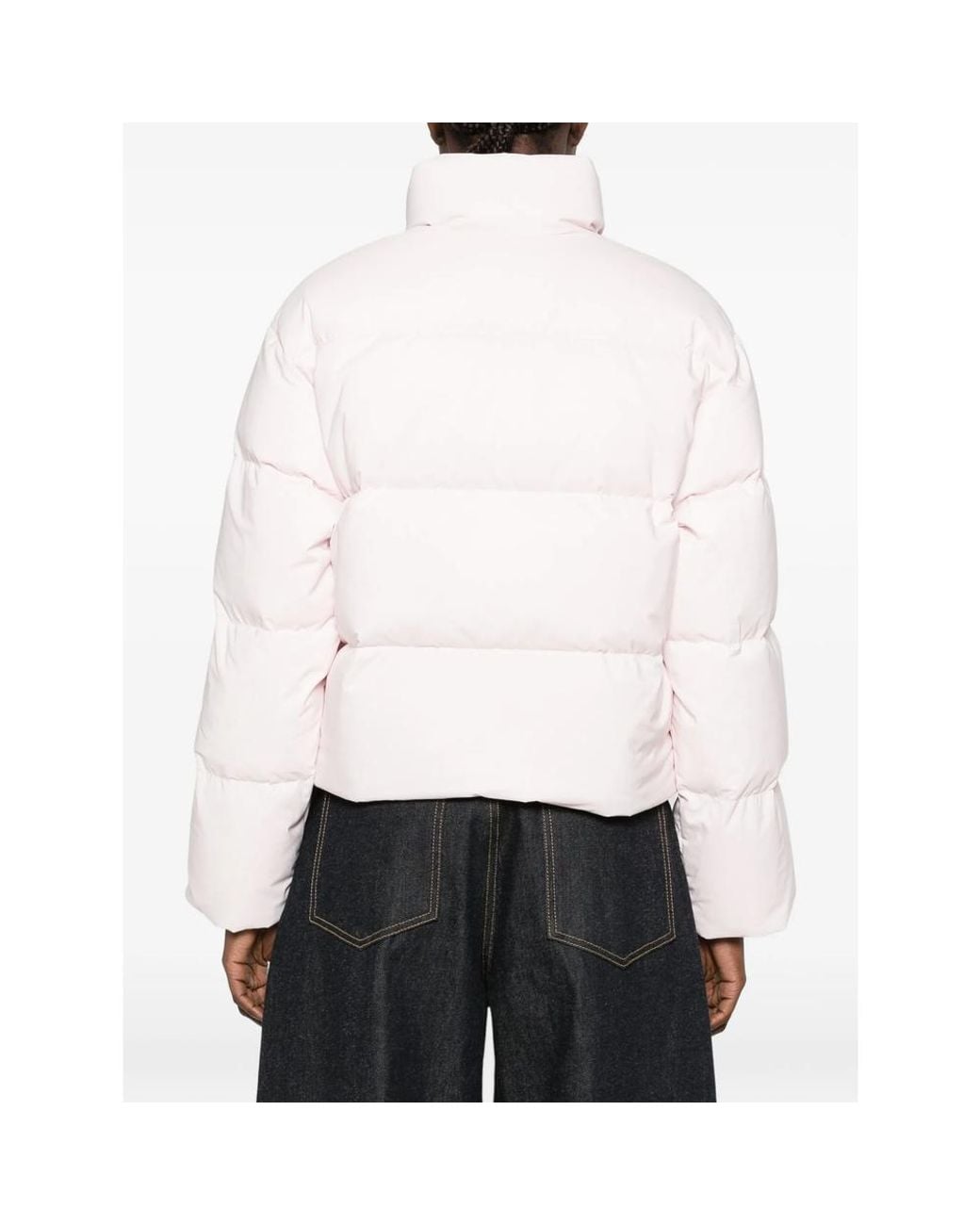 Alexander Wang Pink Cropped Channel Puffer Jacket