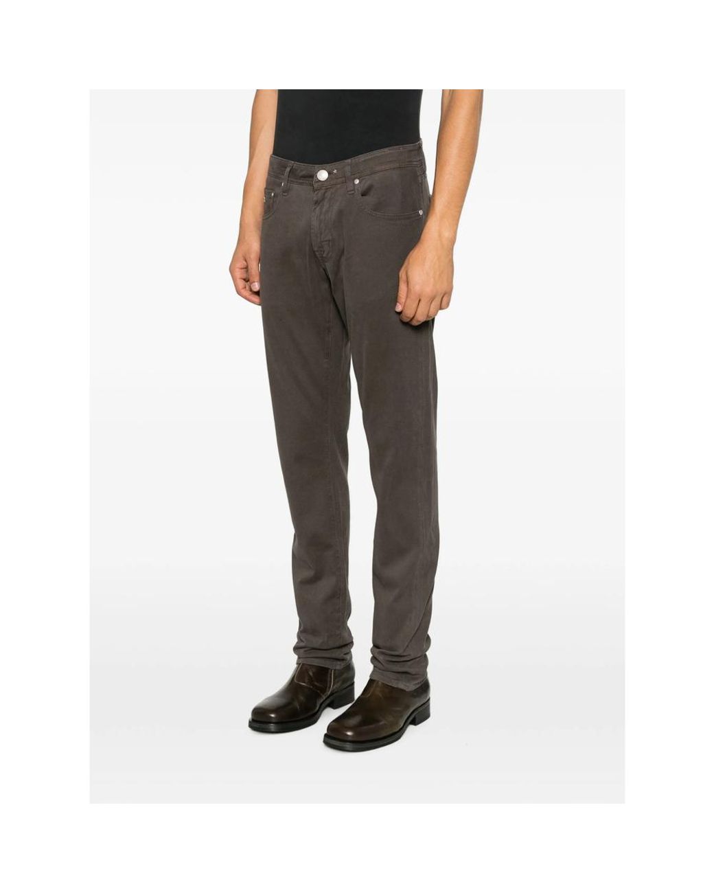 Tramarossa Gray Michelangelo Logo-Patch Trousers for men