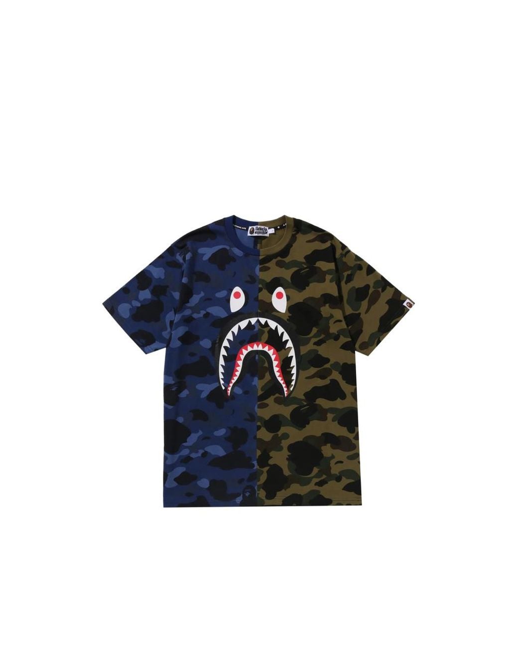 A Bathing Ape Blue T-Shirt Shark Motif for men