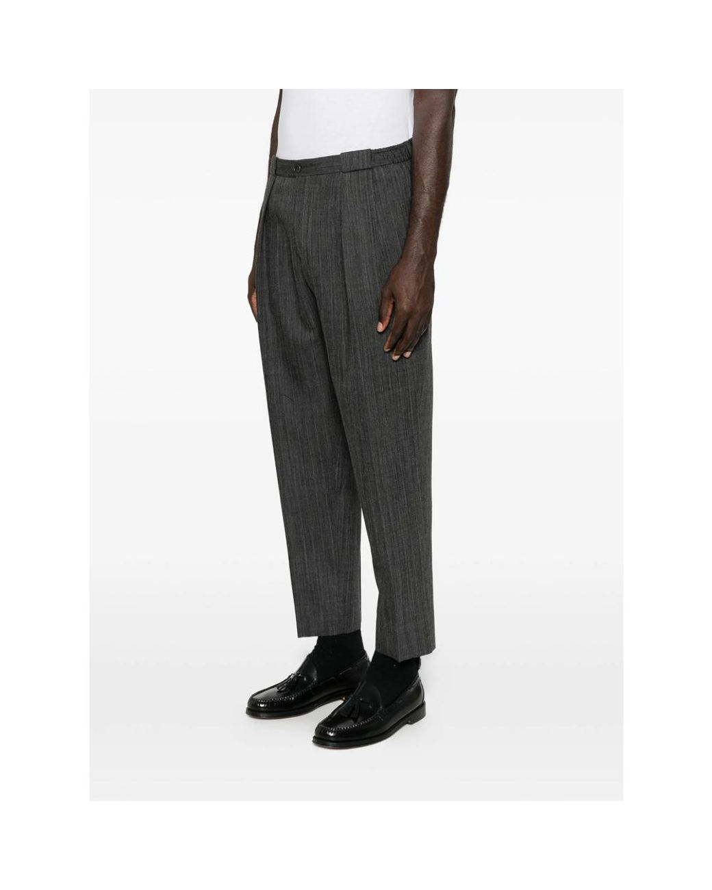 Briglia 1949 Gray Herringbone Pleated Trousers for men