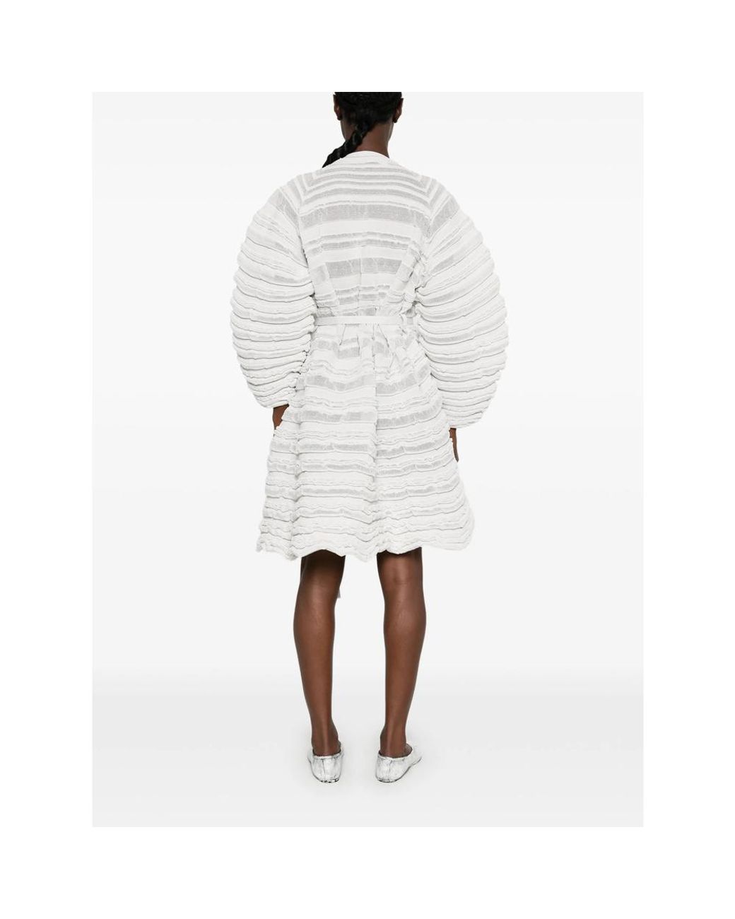 CFCL White Belted Ribbed-Knit Jacket