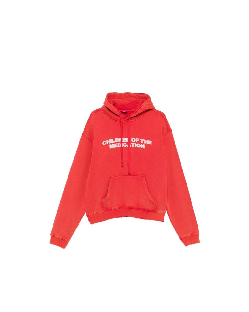 DAGGER Red Slogan-Print Distressed Hoodie for men
