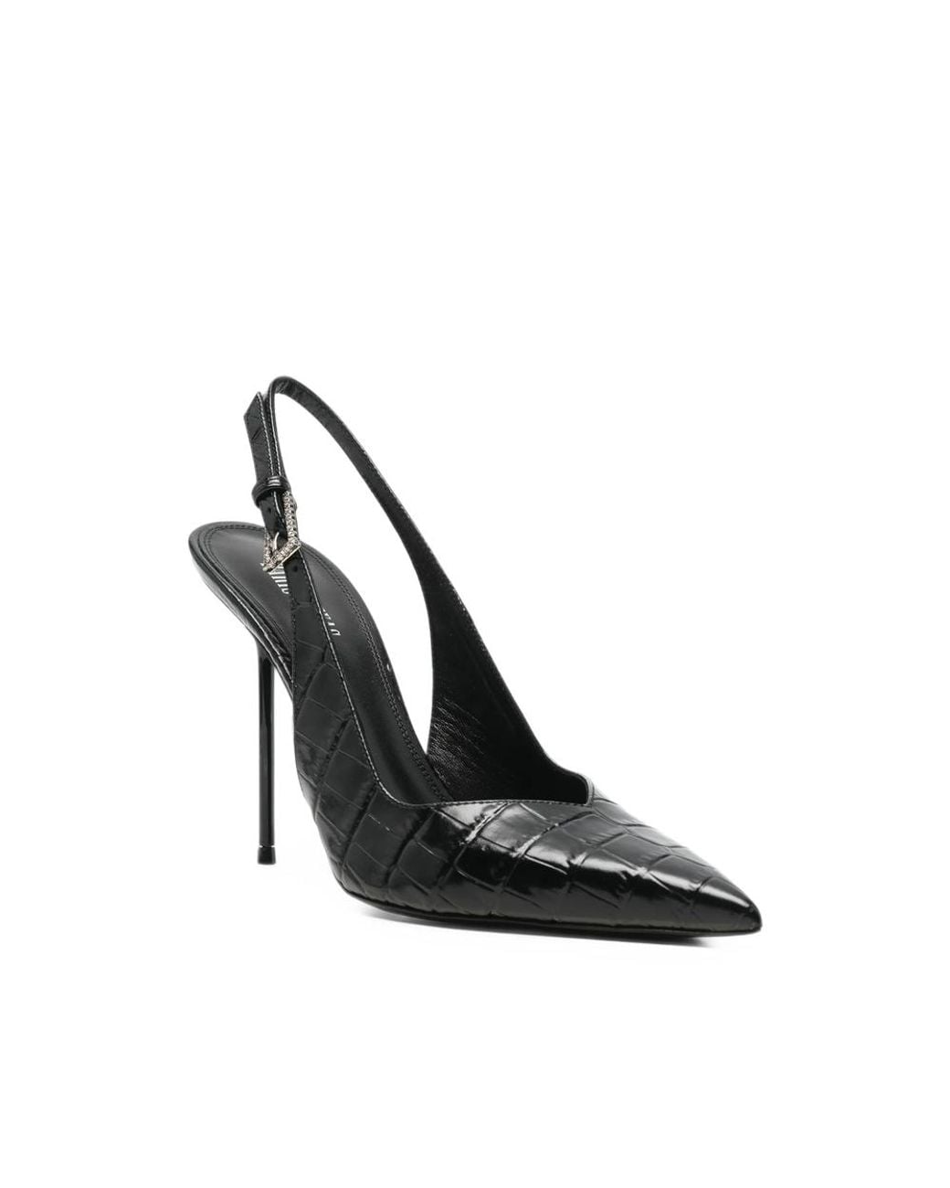 Paris Texas Black Lidia Croc-Effect Slingback Pumps