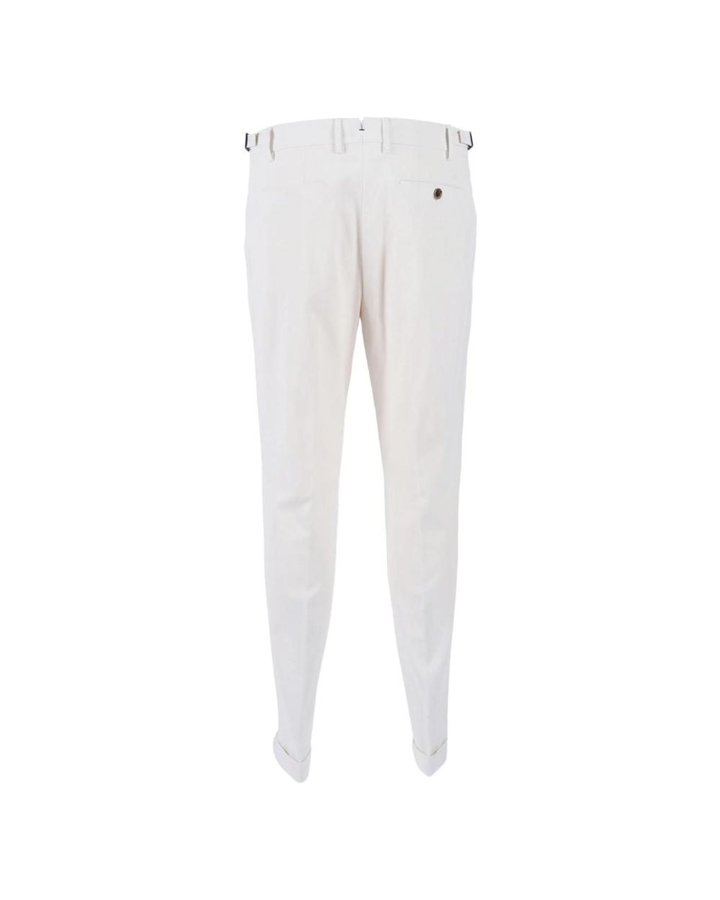 Berwich White Pleated-Cuff Tapered Trousers for men