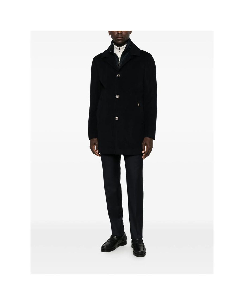 Moorer Black Monferrato Single-Breasted Coat for men