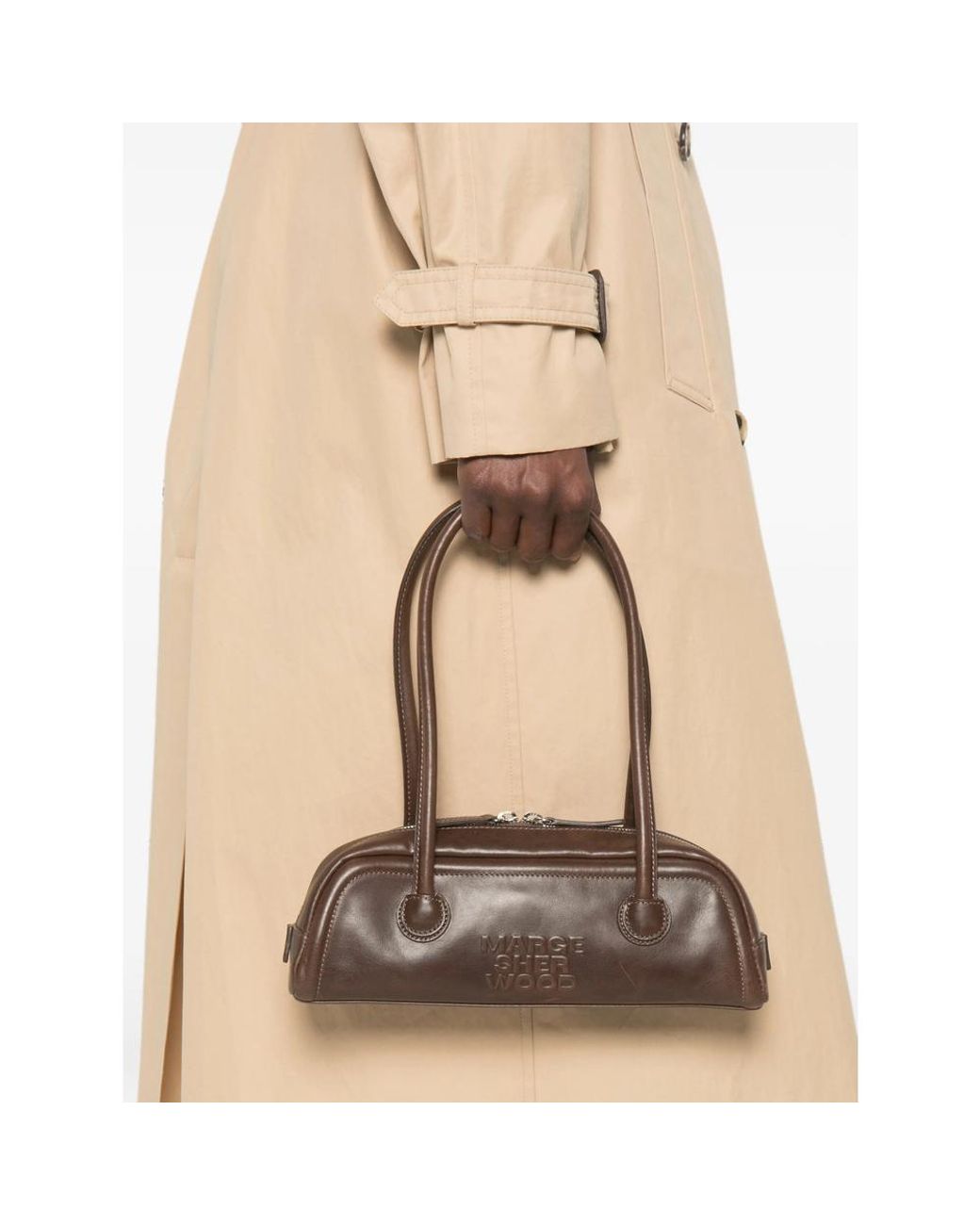 MARGE SHERWOOD Brown Soft Boston Ew Leather Tote Bag