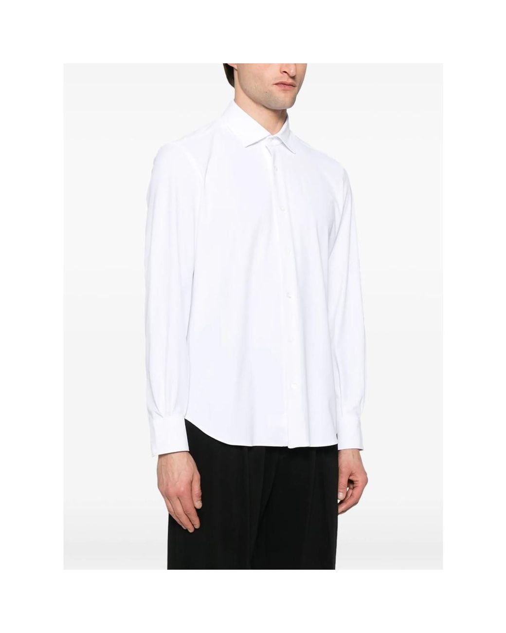CAMICERIA MAZZARELLI White Piqué-Weave Shirt for men