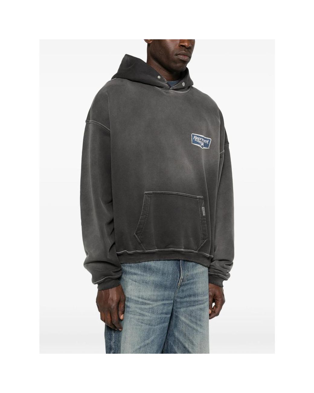 Represent Gray Logo-Print Hoodie for men