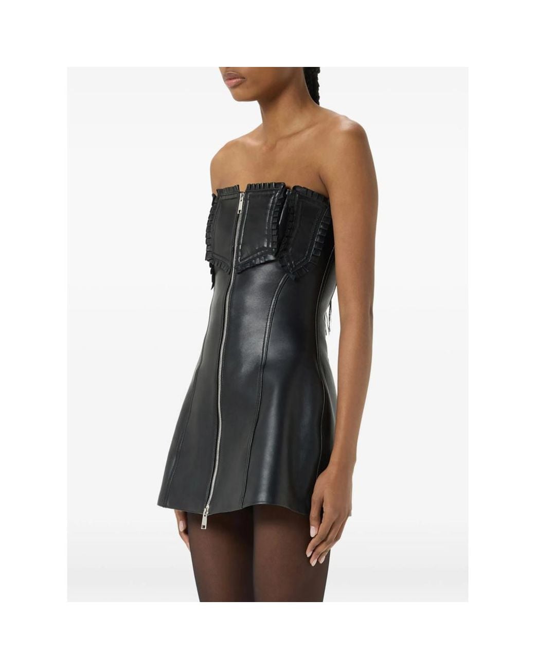 Blumarine Black Ruffled Bustier Mini Dress