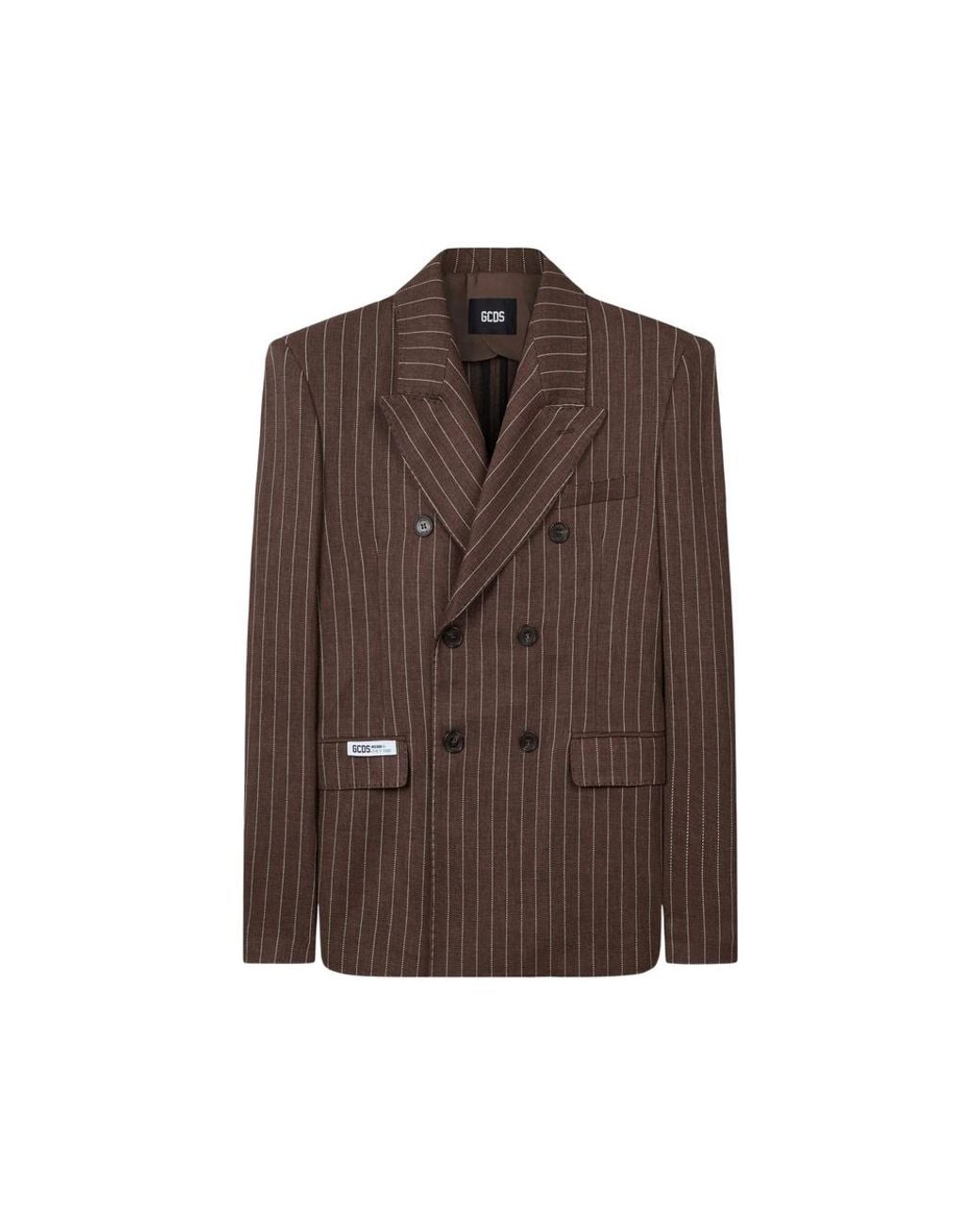 Gcds Brown Pinstripe Double-Breasted Blazer for men