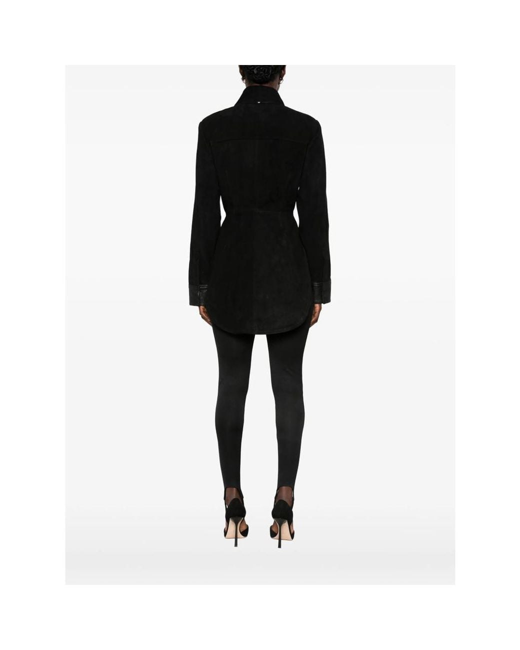 Sportmax Black Spscoccole Paneled Leather Jacket