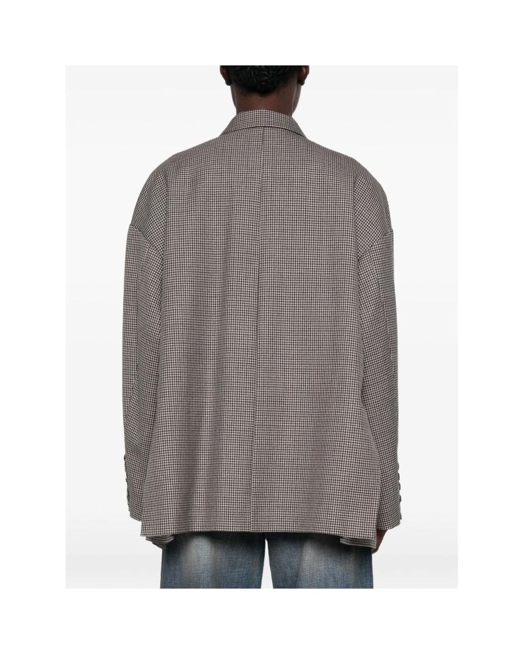 Nine:inthe:morning Gray Houndstooth-Pattern Oversized Jacket