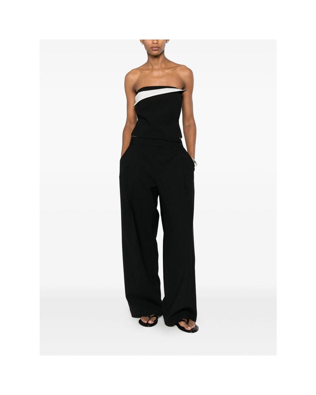 Sir Black Rivoli Pinstripe-Panel Bandeau Top