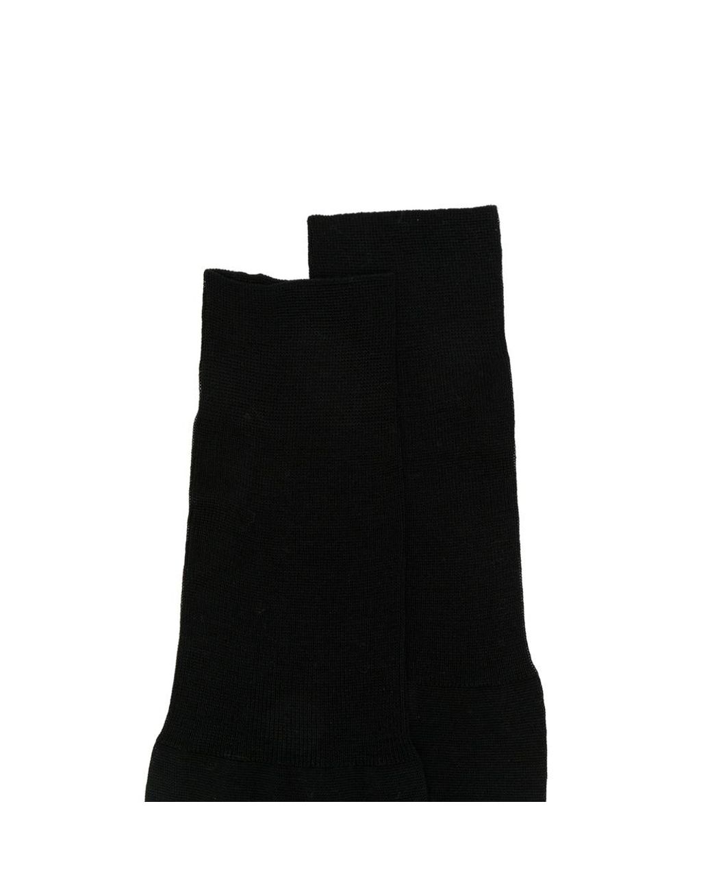 ANT45 Black Plain Long Fine-Knit Socks for men