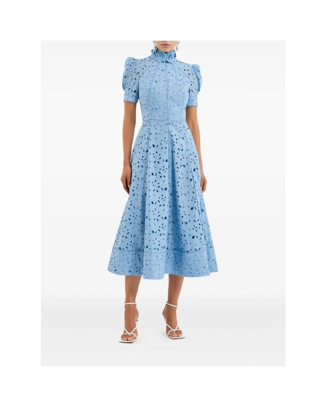 Rebecca Vallance Blue Kitsu High-Neck Midi Dress