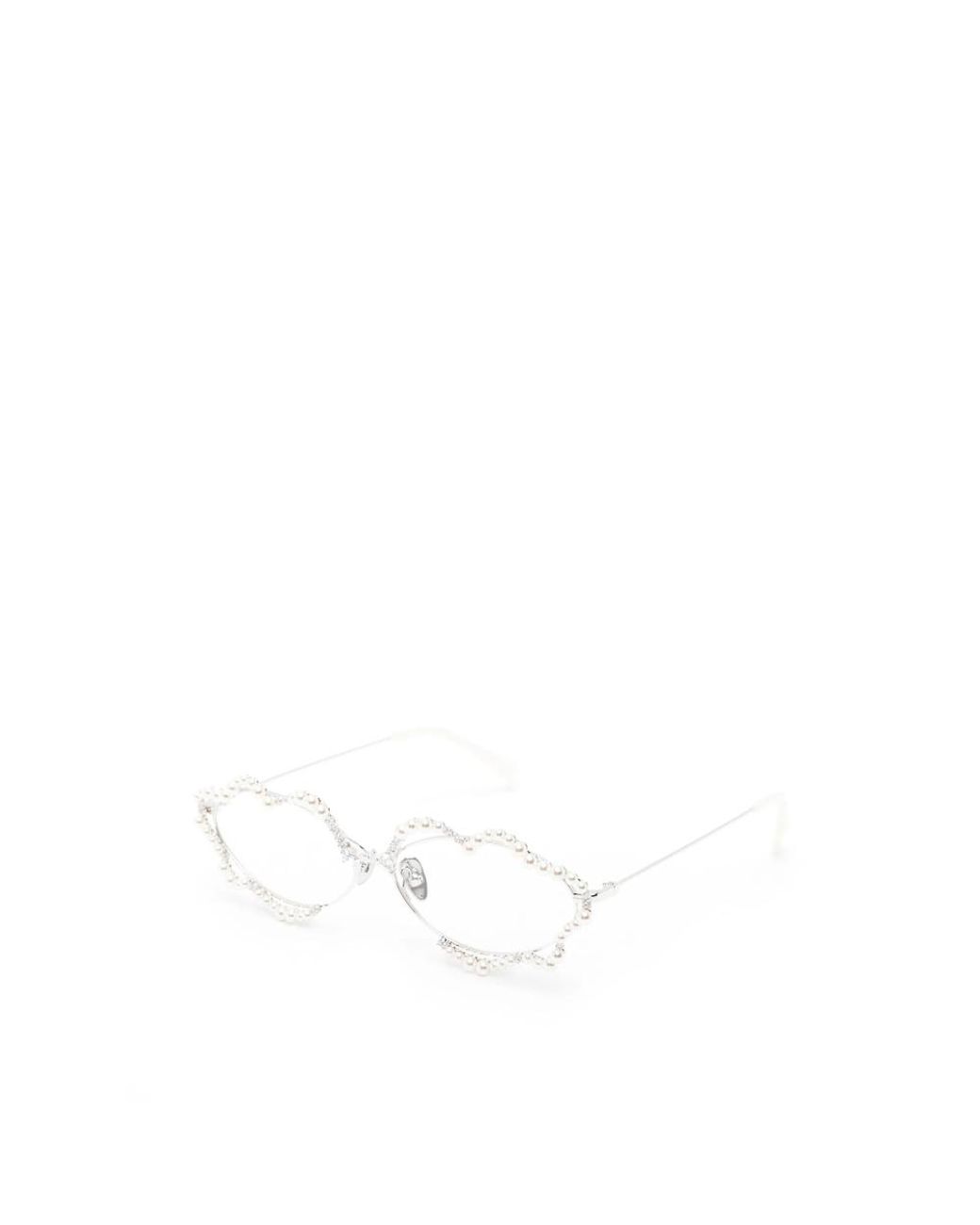 YVMIN White Pearl-Embellished Lip-Frame Sunglasses
