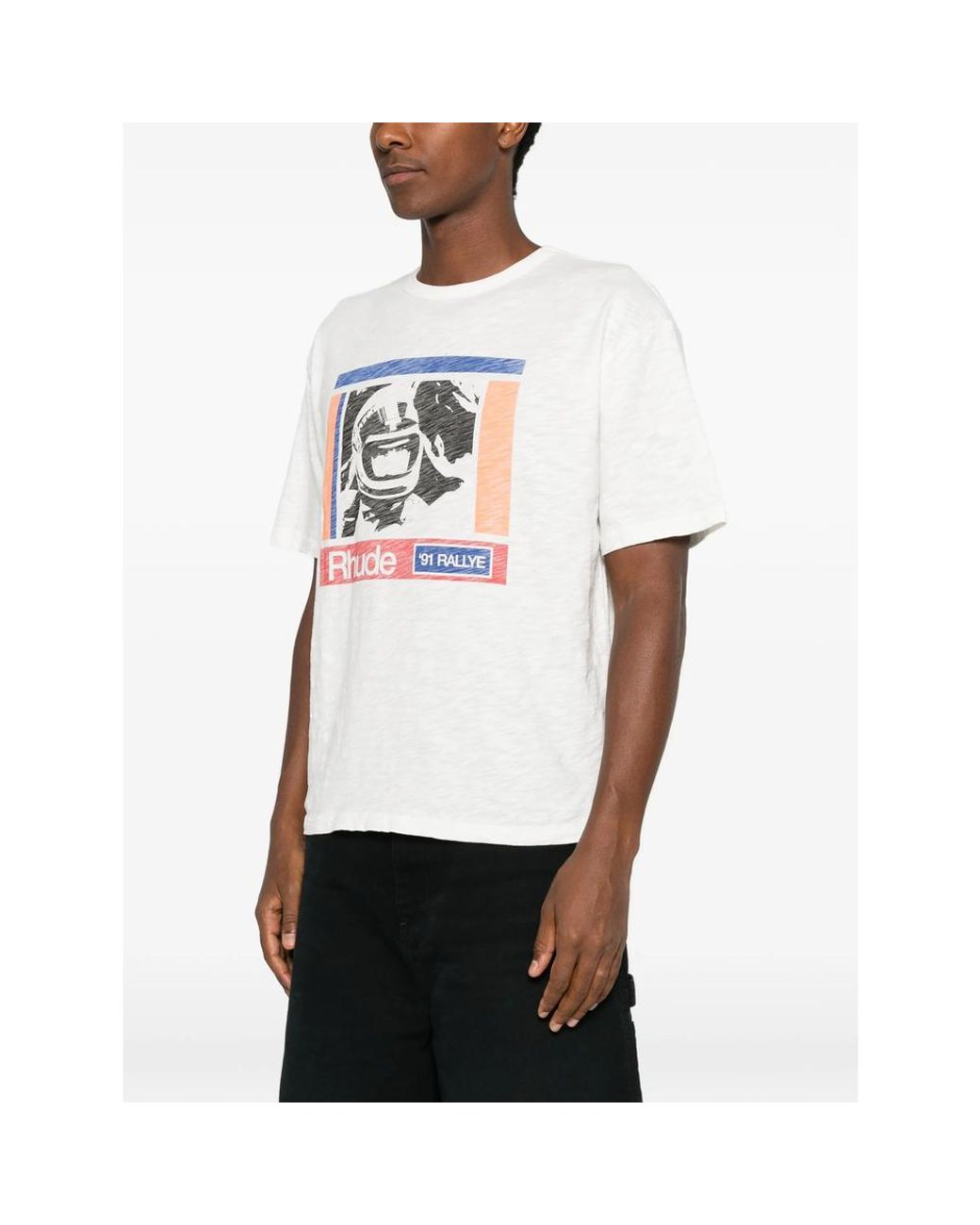 R H U D E © White Graphic-Print T-Shirt for men
