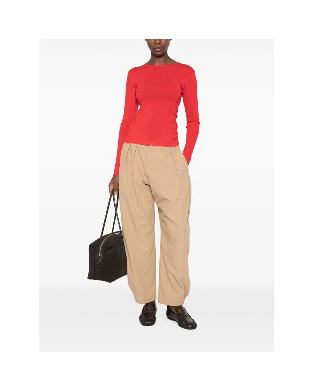 Soeur Red Lester Long-Sleeve Boat-Neck T-Shirt