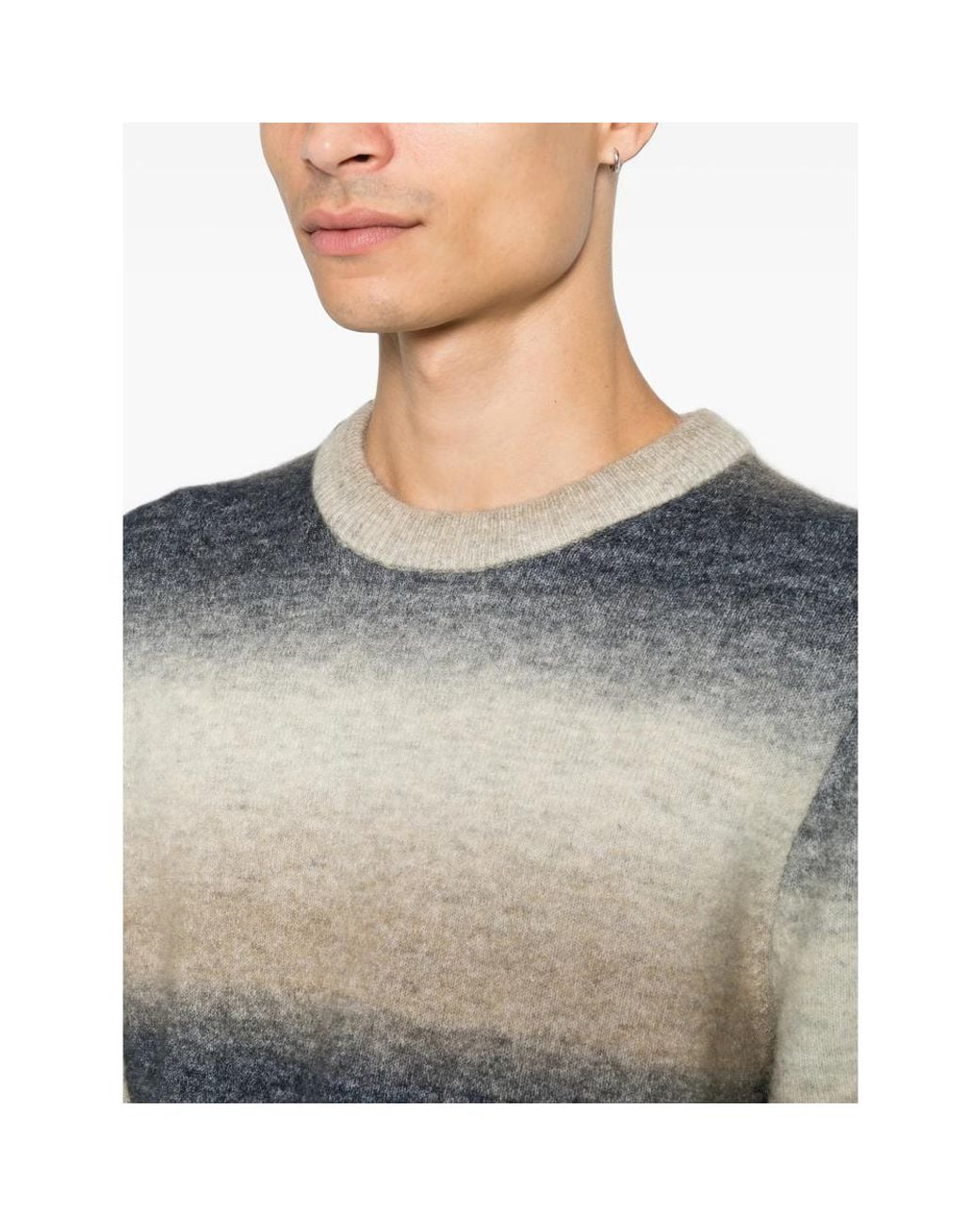 Samsøe & Samsøe Gray Gradient-Effect Striped Sweater for men