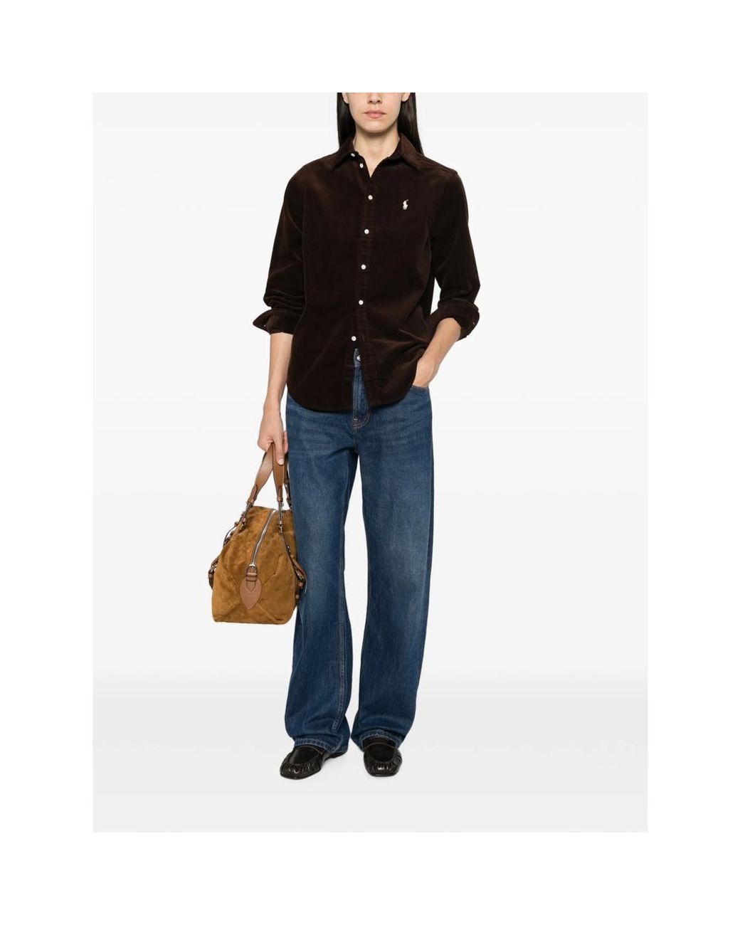 Ralph Lauren Black Corduroy Embroidered-Logo Shirt