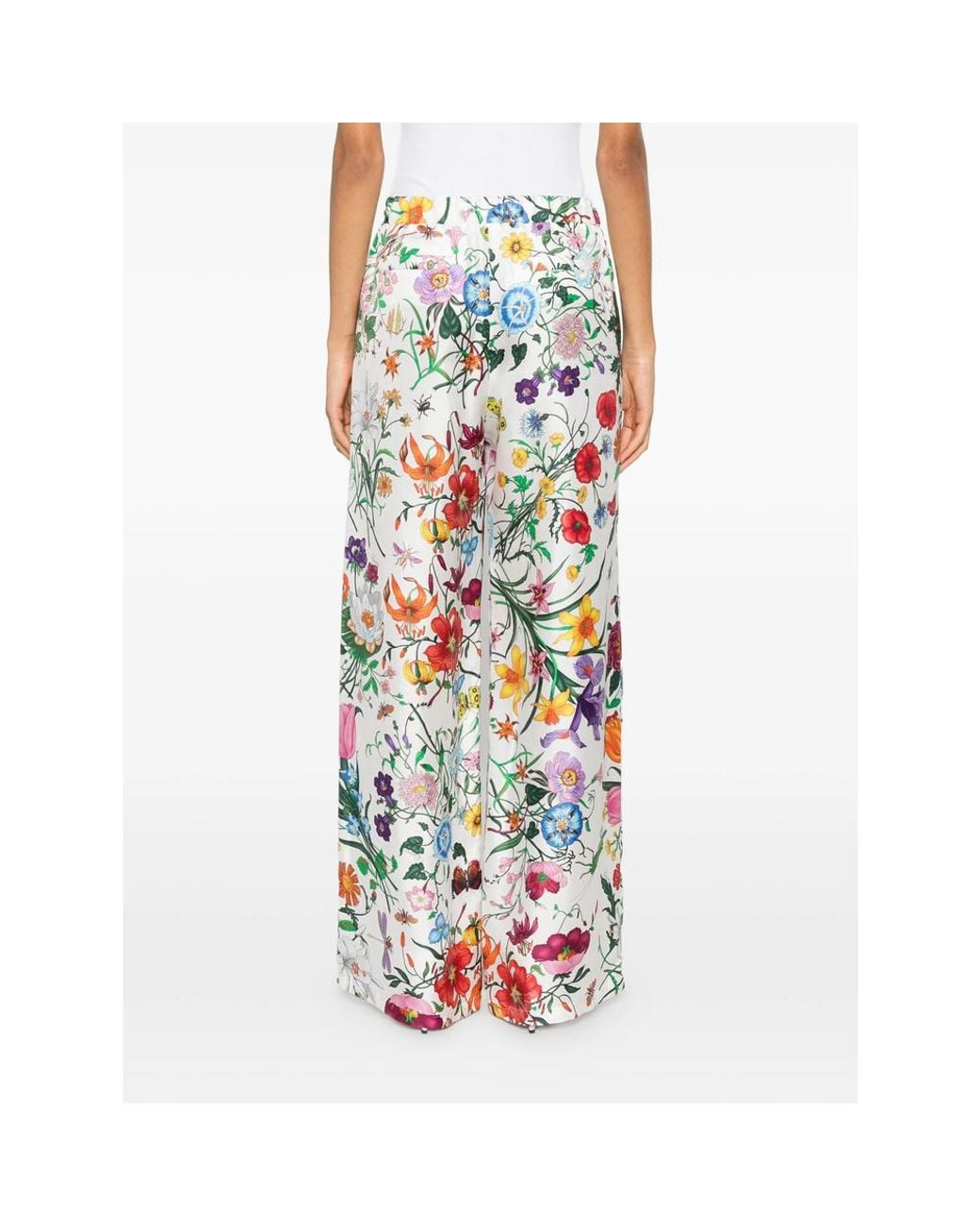 Gucci White Printed Silk Twill Pants