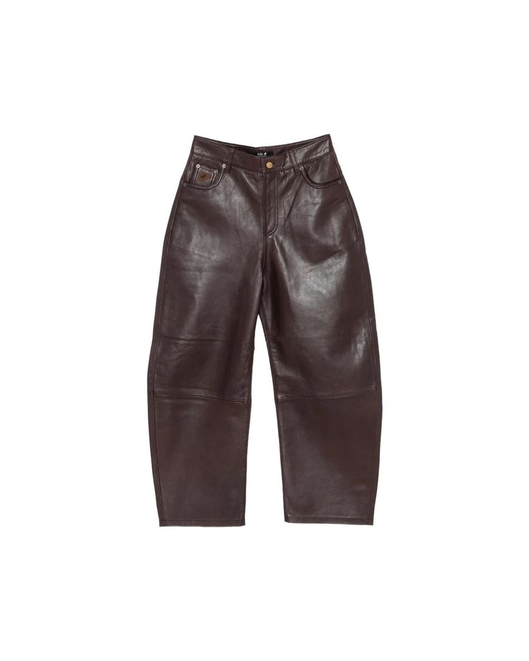 Lois Gray Wide-Leg Leather Trousers
