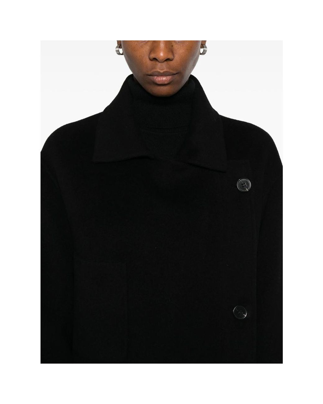 GLOX Black Belted Patch-Pocket Coat