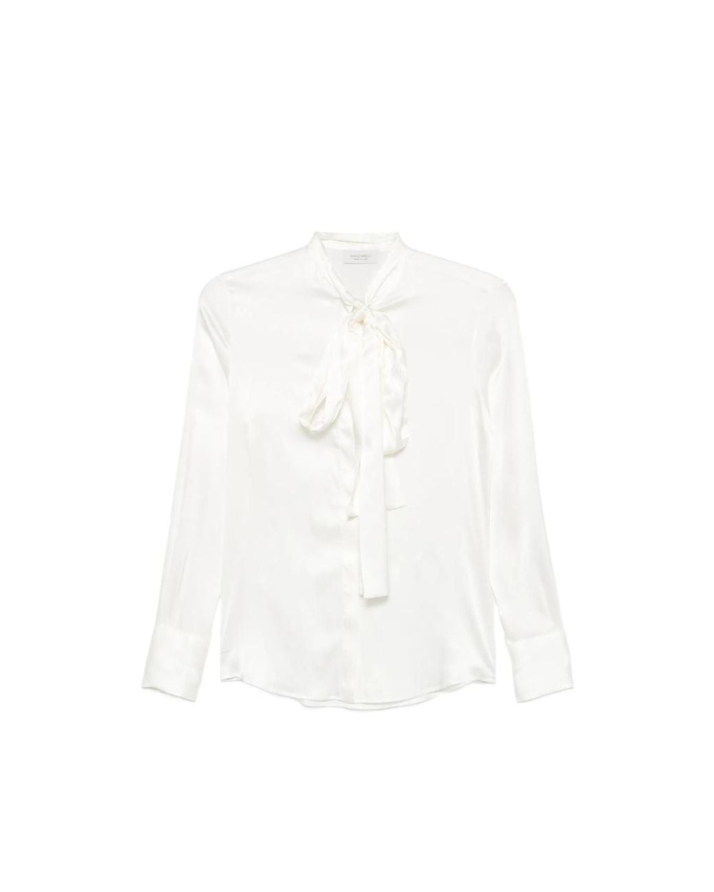 CAMICERIA MAZZARELLI White Pussy-Bow Silk Blouse