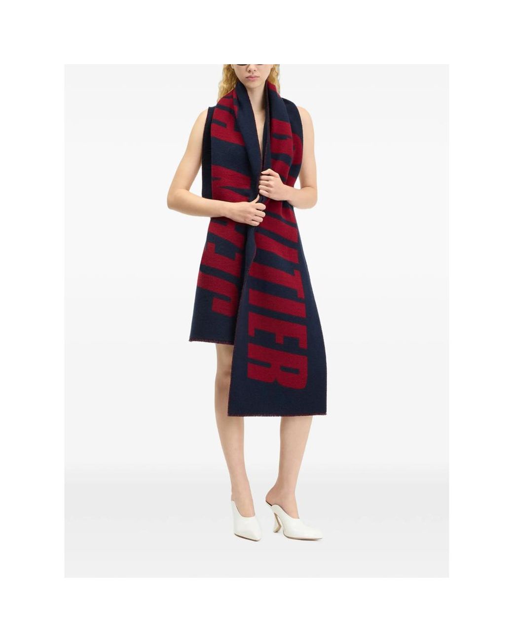 Jean Paul Gaultier Red Logo-Intarsia Scarf