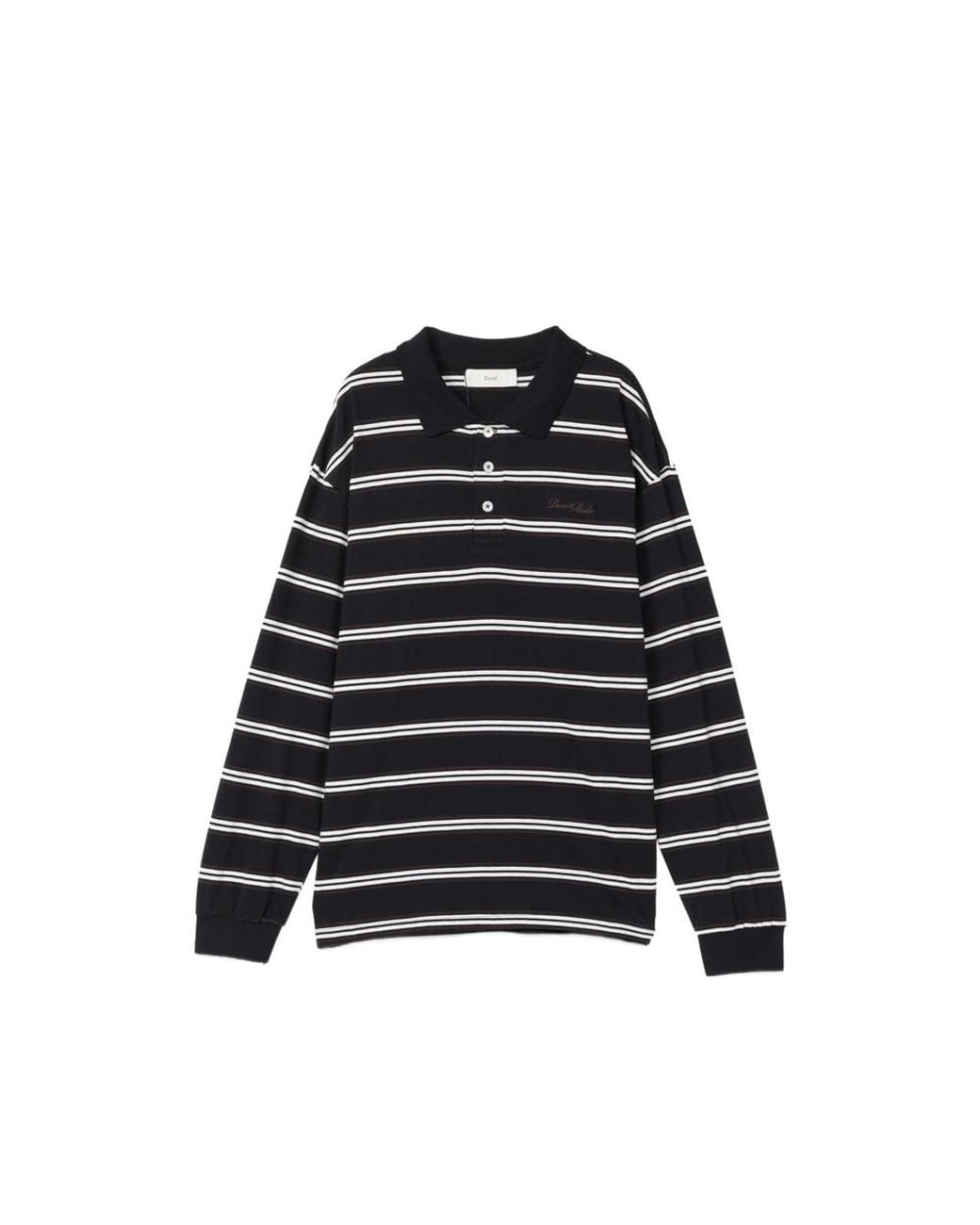 DUNST Black Striped Long-Sleeve Polo Shirt for men