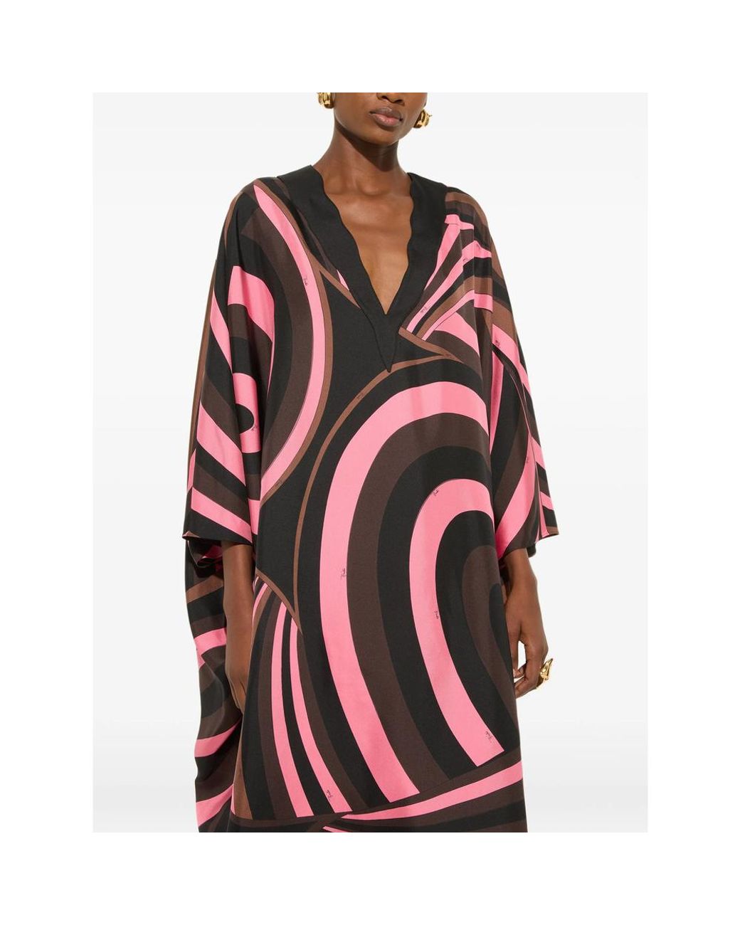 Emilio Pucci Red Iride Print Silk Kaftan