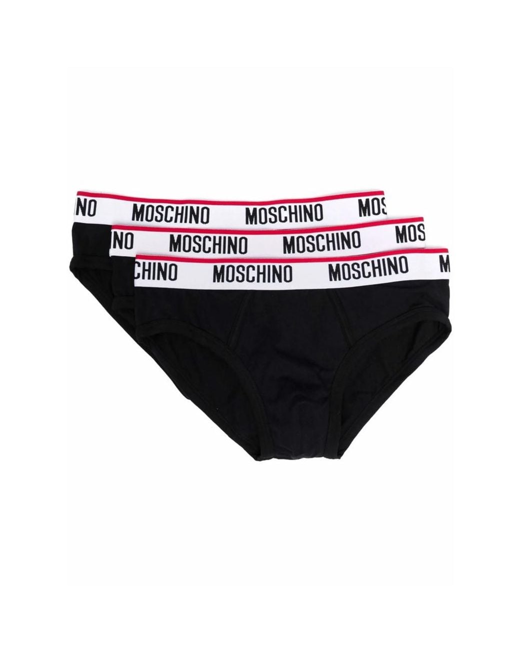 Moschino Black Logo-Waistband Three-Pack Briefs for men
